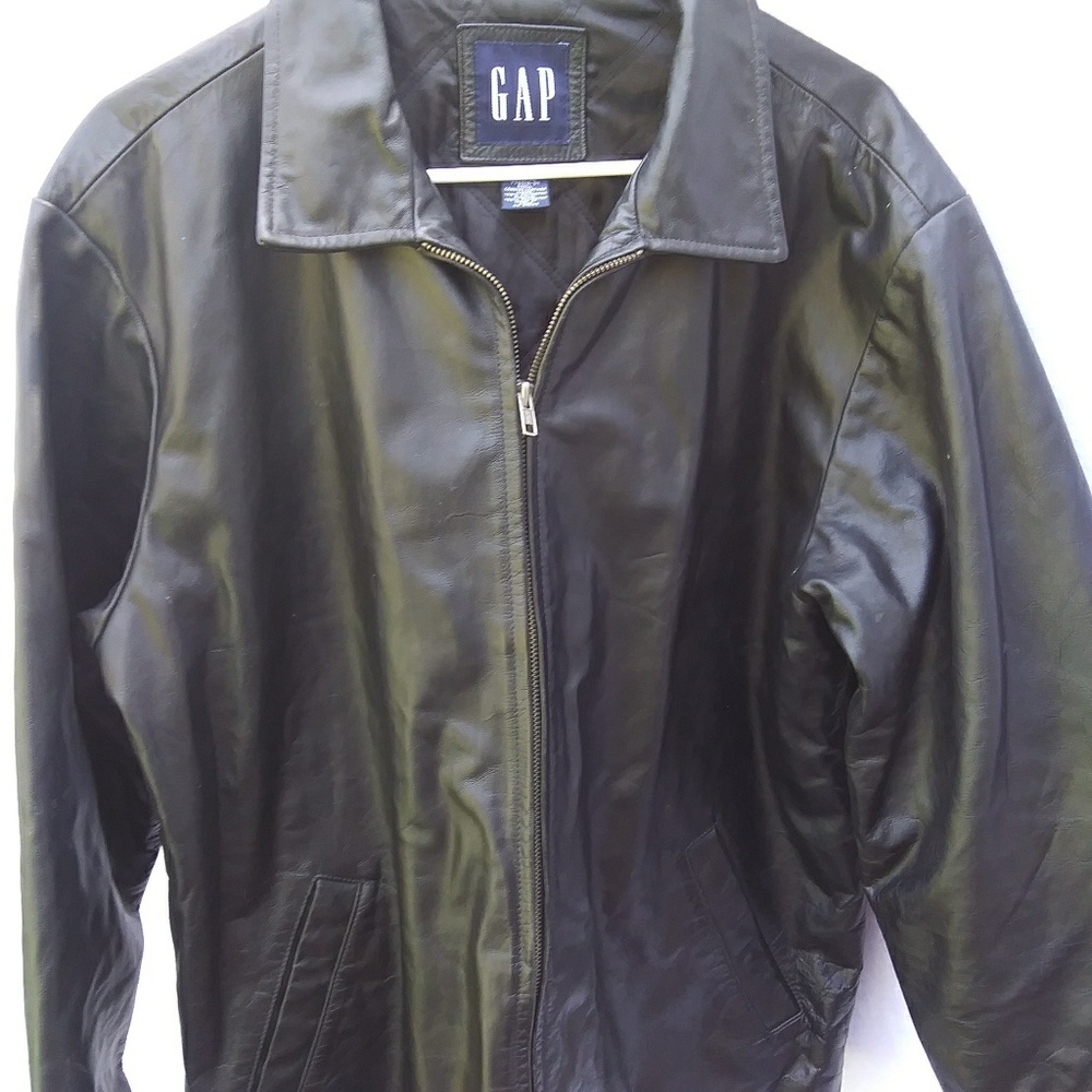 Men's black leather jacket by Gap